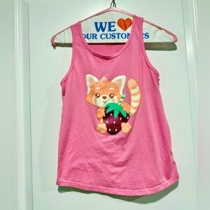 Girls animal holding a strawberry loose fitting tank top. Like new. Size 10/12.